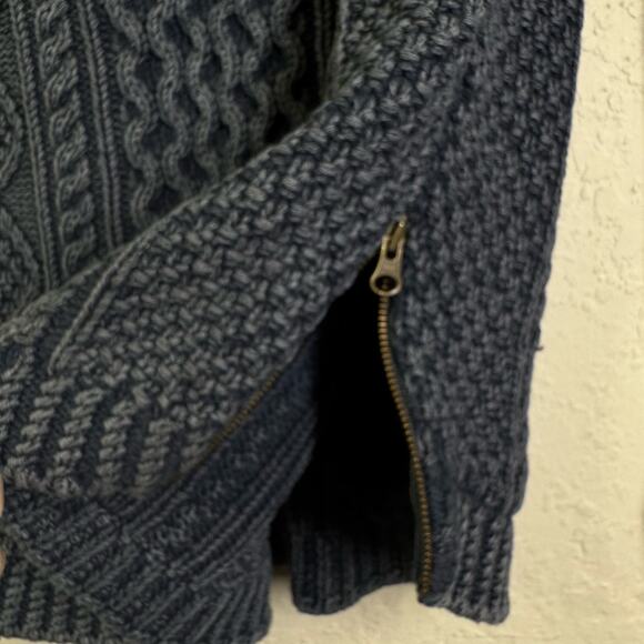 LL BEAN SIGNATURE Sweater Small Cable Knit Fisherman Tunic Oversized Side Zipper - Picture 10 of 14